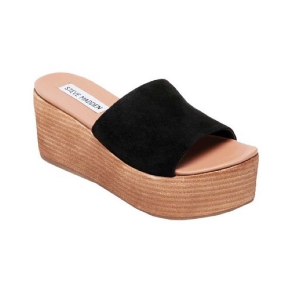Steve Madden Heated Wedge in Black Suede, 90s